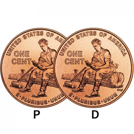 2009 * 2 x 1 Cent (Lincoln Cent) of Dollar United States "Formative Years" (KM 442) P+D