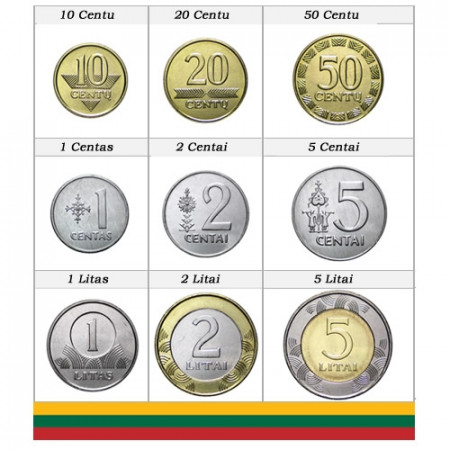 Mixed Years * Series 9 coins Lithuania