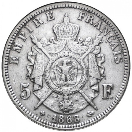 1868 * 5 francs VF France Emperor Napoleon III