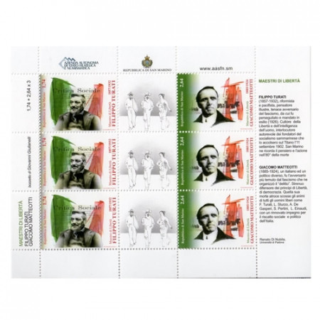 2012 * Sheet San Marino 6 stamps in euro Matteotti and Turati