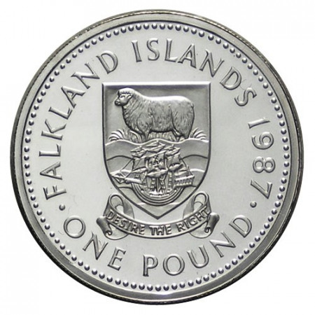1987 * 1 Pound Silver Falkland Islands "Elizabeth II - National Arms" (KM 24a) PROOF