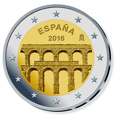 2016 * 2 Euro SPAIN "Old City of Segovia and its Aqueduct" UNC