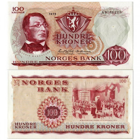 1975 * Banknote Norway 100 Kroner “H Wergeland” (p38g) XF+