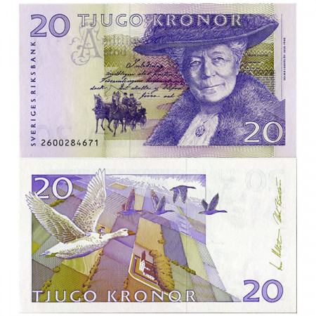 ND (2002) * Banknote Sweden 20 Kronor “Selma Lagerlöf” (p63a) UNC