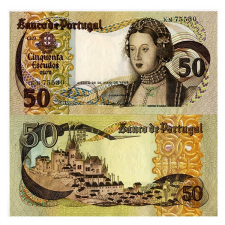 1968 * Banknote 50 Escudos Portugal "Infanta Dona Maria" (p174a) UNC