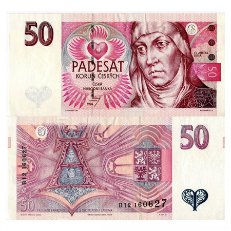 1994 * Banknote Czech Republic 50 Korun "St. Agnes of Bohemia" (KM 11) XF