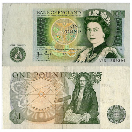 ND (1978-80) * Banknote Great Britain 1 Pound "Sir Isaac Newton" (p377a) VF