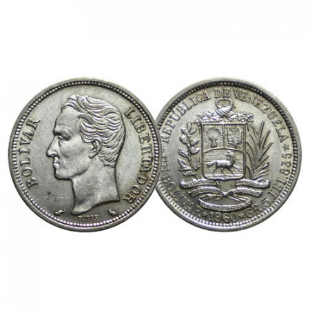 1960 * 1 Bolivar Silver Venezuela "Simón Bolívar" (Y 37a) XF