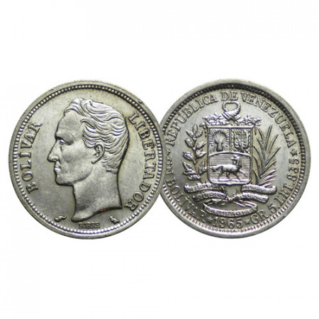 1965 * 1 Bolivar Silver Venezuela "Simón Bolívar" (Y 37a) XF+