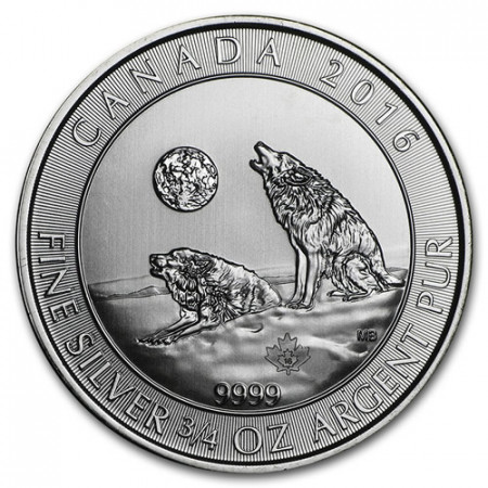 2016 * 2 Dollars Silver 3/4 OZ Canada "Howling Wolves" BU