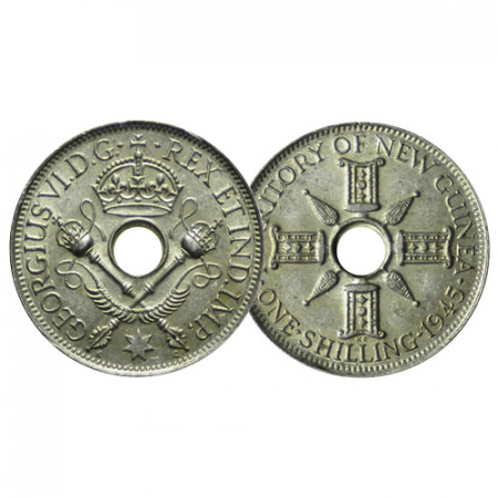 1945 * 1 Shilling Silver New Guinea "George VI" (KM 8) aUNC