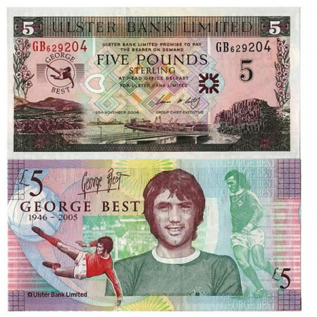 2006 * Banknote Northern Ireland 5 Pounds "George Best" (p339) UNC