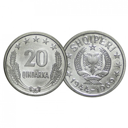 ND (1969) * 20 Qindarka Albania "25th Liberation" (KM 46) UNC