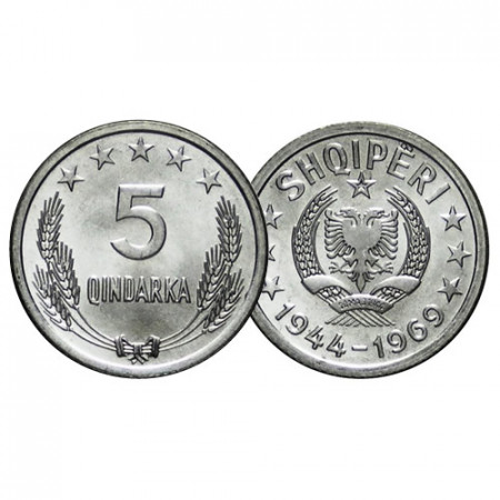 ND (1969) * 5 Qindarka Albania "25th Liberation" (KM 44) UNC