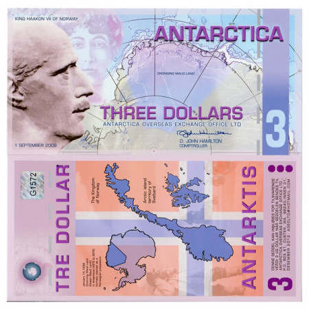 2008 * Banknote Polymer Antarctica 3 ant.dollars UNC