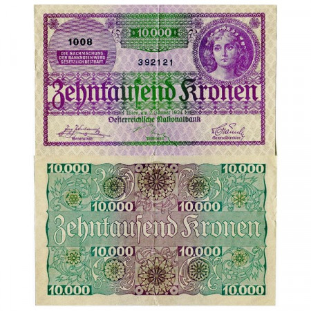 1924 * Banknote Austria 10.000 Kroner (p85) VF