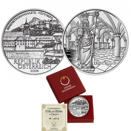 2006 * 10 Euro Silver AUSTRIA "Great Abbeys - Nonnberg Abbey" PROOF