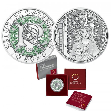 2018 * 10 Euro Silver AUSTRIA "Guardian Angels - Archangel Raphael" PROOF