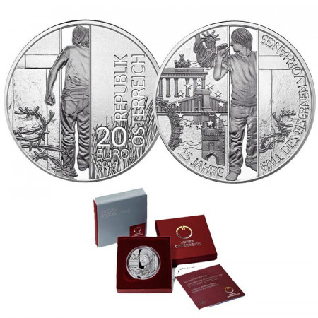 2014 * 20 Euro Silver AUSTRIA "25th Anniversary of the Fall of the Iron Curtain" PROOF