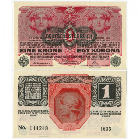 ND (1919 - old 1916) * Banknote Austria 1 Krone "Deutschösterreich" (p49) UNC