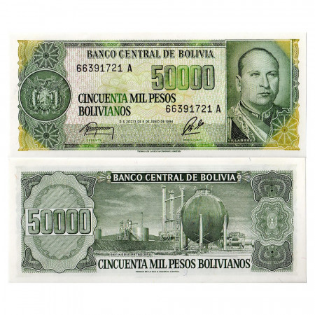 D. 1984 * Banknote Bolivia 50.000 Pesos Bolivianos "G Villarroel" (p170a) UNC