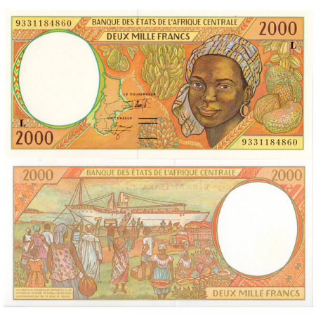 1993 L * Banknote Central African States "Gabon" 2000 francs UNC