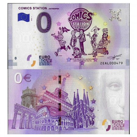 2018-1 * Banknote Souvenir Belgium European Union 0 Euro "Comics Station - Antwerpen" UNC