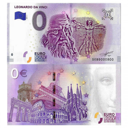 2019-1 * Banknote Souvenir Italy European Union 0 Euro "Leonardo Da Vinci" UNC