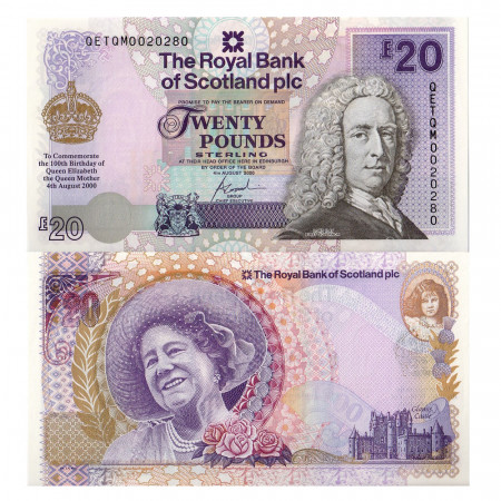 2000 * Banknote Scotland 20 pound UNC Birth Centennial