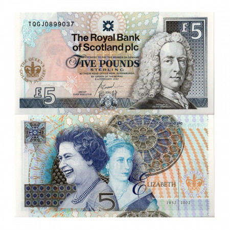 2002 * Banknote Scotland 5 pound UNC Golden Jubilee