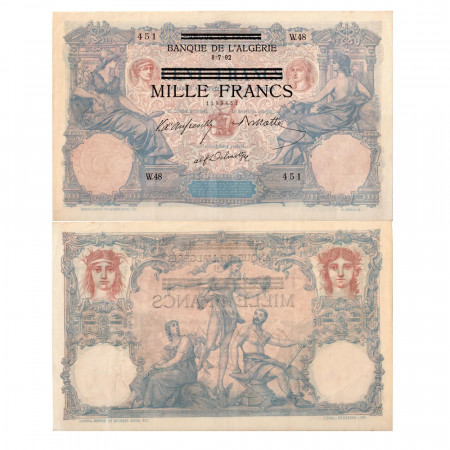 1942-43 * Banknote Tunisia 1000 francs on 100 fr VF