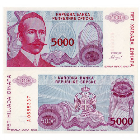 1993 * Banknote Bosnia-Herzegovina 5000 Dinara "P Kocic" (p149a) UNC
