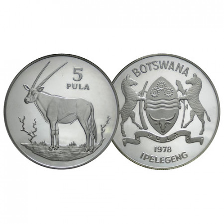 1978 * 5 Pula Silver Botswana "Gemsbok" (KM 11a) PROOF