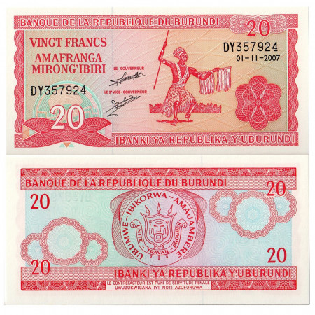 2007 * Banknote Burundi 20 Francs (p27d) UNC