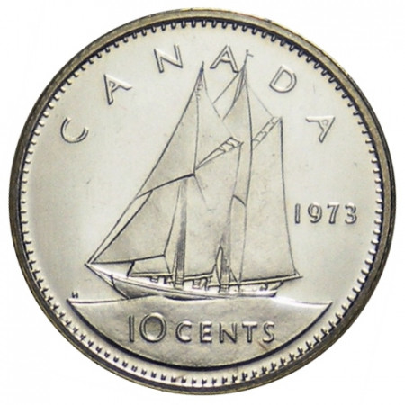 1973 * 10 Cents Canada "Bluenose - 2nd Portrait" (KM 77.1) BU