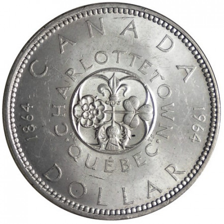 1964 * 1 Dollar Silver Canada "Charlottetown - Quebec" (KM 58) UNC