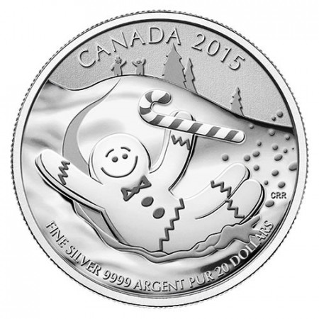 2015 * 20 Dollars Silver Canada "Gingerbread Man"