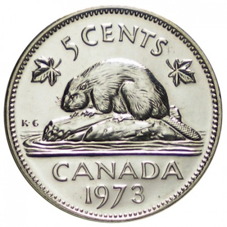 1973 * 5 Cents Canada "Beaver - 2nd Portrait" (KM 60.1) BU
