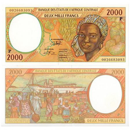 2000 P * Banknote Central African States "Chad" 2000 francs UNC