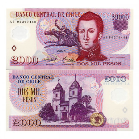 2004 * Banknote Polymer Chile 2000 Pesos "Manuel Rodriguez" (p160a) UNC