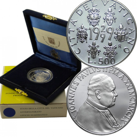 1999 * 500 Lire Silver Vatican John Paul II "70th Constitution" PROOF 