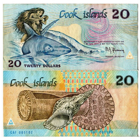 ND (1987) * Banknote Cook Islands 20 Dollars (p5b) VF