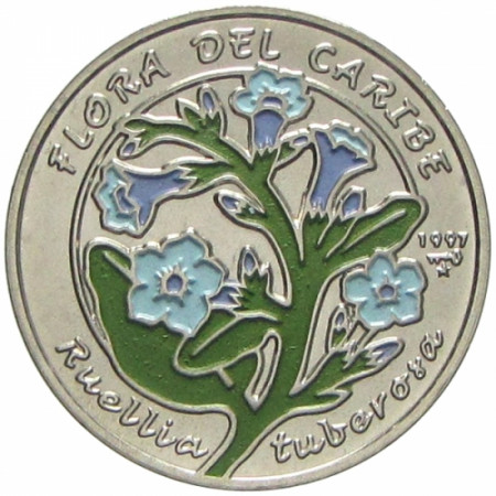 1997 * 1 Peso Cuba - Flora of the Caribbean (Ruellia tuberosa)
