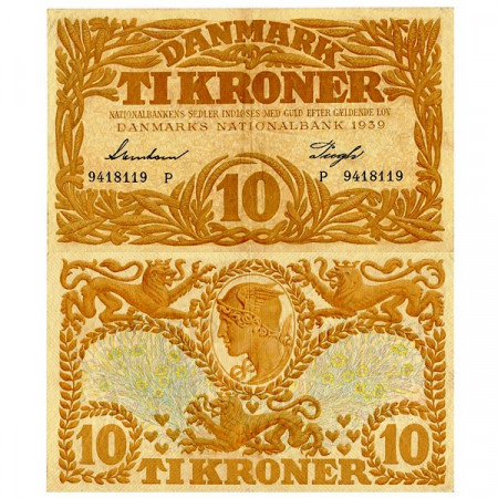 1939 * Banknote Denmark 10 Kroner (p31g) VF