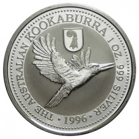 1996 * 1 Dollar Silver 1 OZ Australia "Kookaburra - Basler Stab" Privy Mark