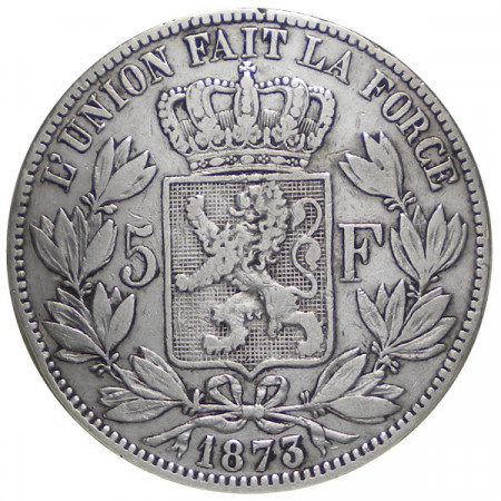 1873 * 5 Francs silver Belgium "Leopold II" Type A F 
