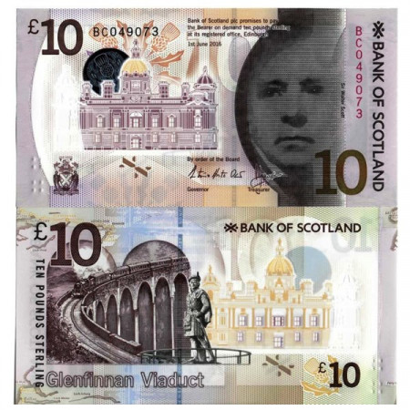 2016 * Polymer Banknote Scotland 10 Pounds "Sir Walter Scott" (pNew) UNC