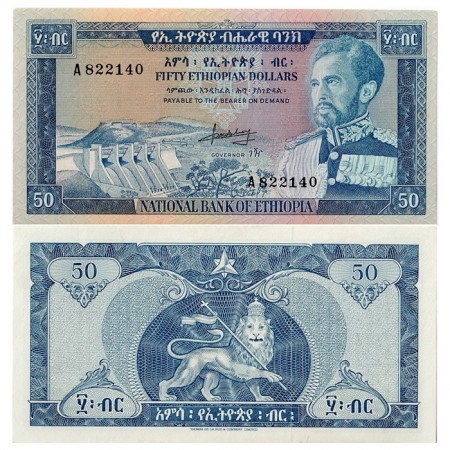 ND (1966) * Banknote Ethiopia 50 Dollars "Haile Selassie I" (p28a) XF