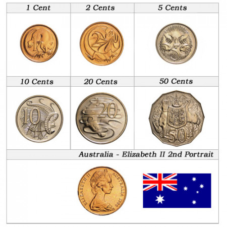 Mixed Years * Series Set 6 Coins Australia "Elizabeth II - 2nd Portrait" BU