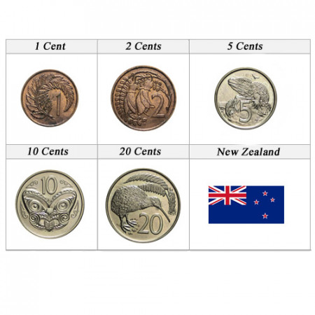 Mixed Years * Series 5 Coins New Zealand "Cents" UNC